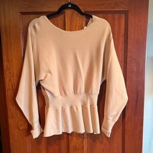 Hem & Thread Beige Peplum Sweater Blouse
